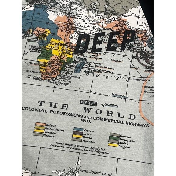 10 Deep Shirt Mens Medium AOP Maps Geographic Globe Crew Neck Graphic T-Shirt M - Picture 4 of 7